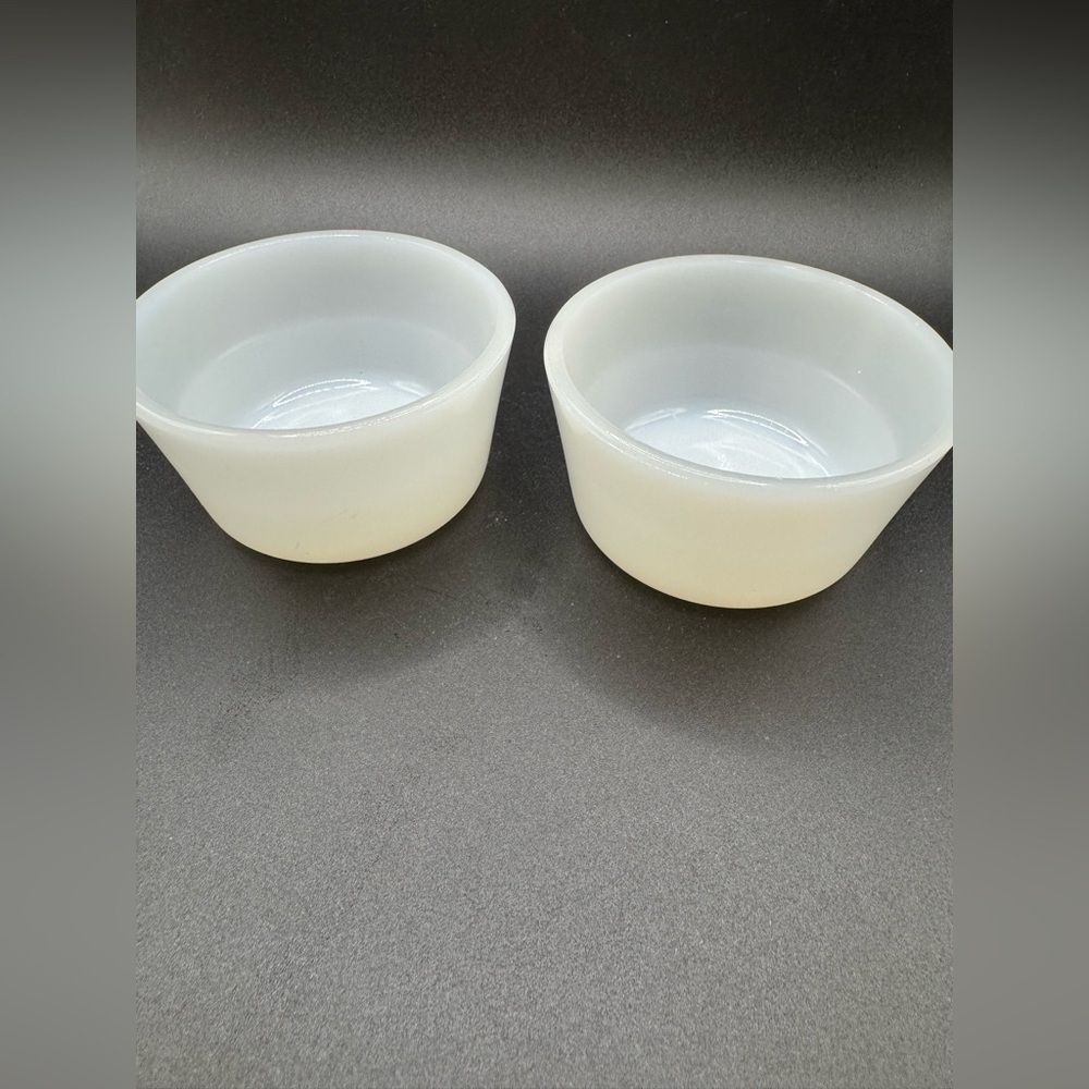 Set of 2 Vintage Glasbake White Milk Glass Custard Dishes #73